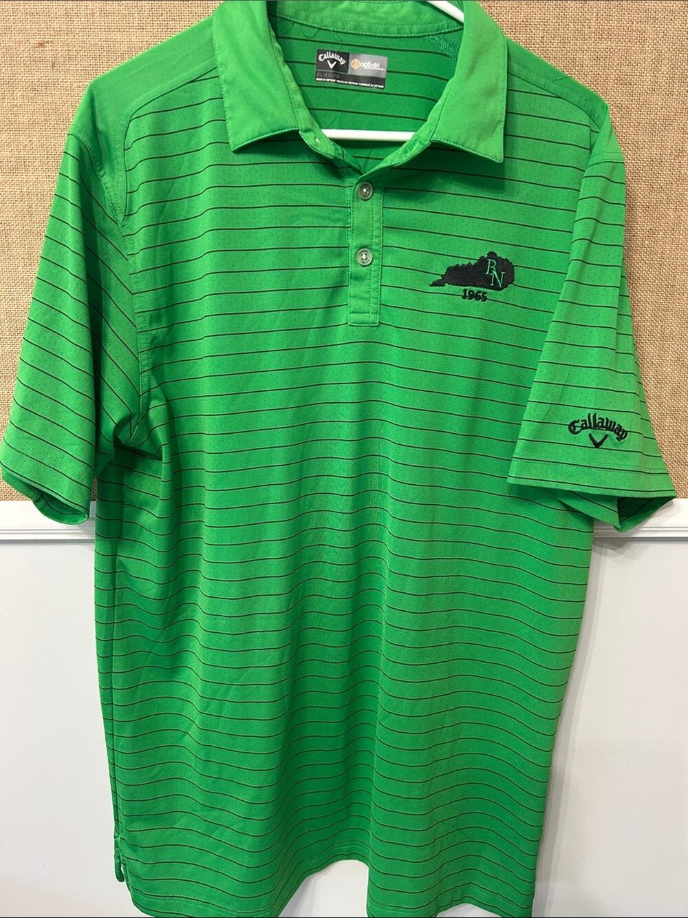 Callaway Green Thin-Striped Golf Polo